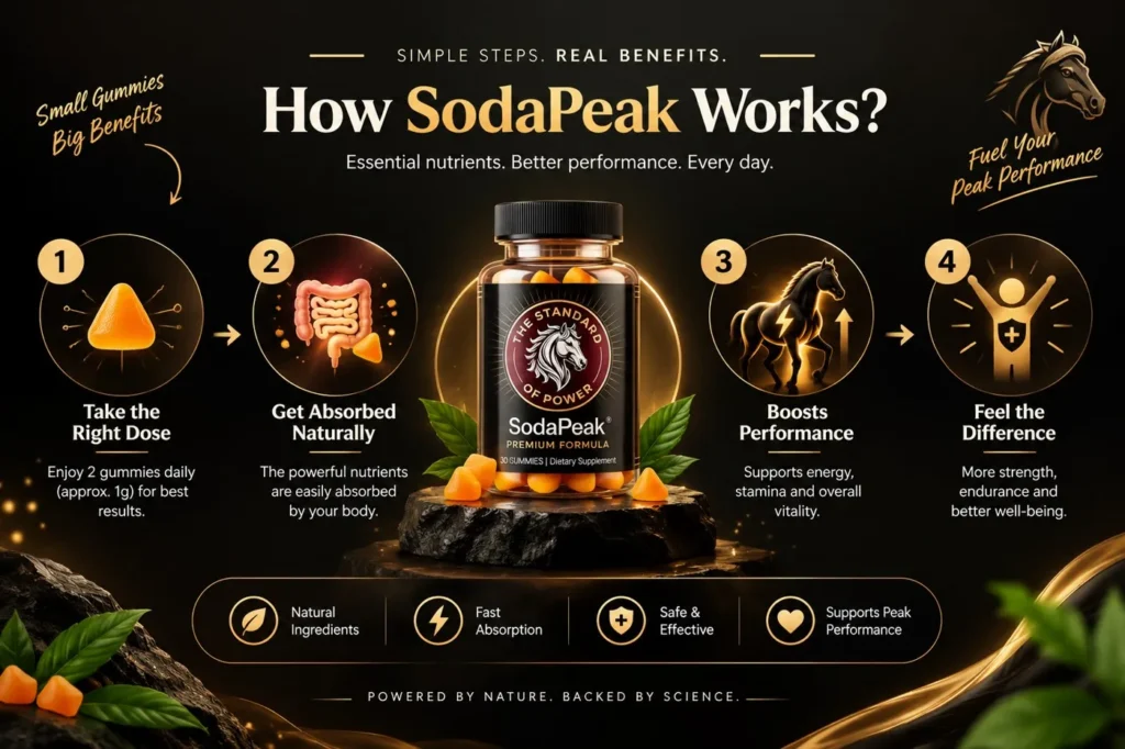 How SodaPeak Gummies work infographic for male vitality