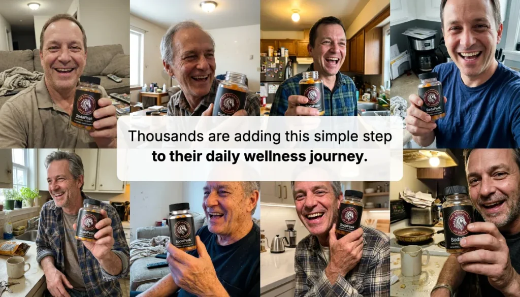 Men holding bottles of SodaPeak Gummies